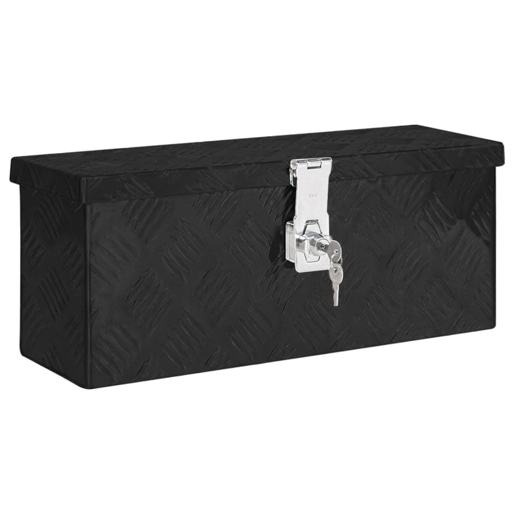 vidaXL Black Aluminum Storage Box  19.7"x5.9"x8.1"  Lightweight, Durable, and Rust-Resistant with Locking System for Safe Transport and Storage of Tools and Gear.