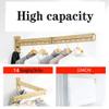 Retractable Wall Mounted Clothes Drying Rack, Strong Load-Bearing Laundry Garment Rack with Hooks, Easy to Install Clothes Drying Rack (Pink Long) view 3