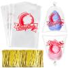 Geyee 500 Pcs Cotton Candy Bags with Ties Cotton Candy with Print Clear Large Carnival for Party and Kitchen, 11.8 x 17.7 Inch view 1