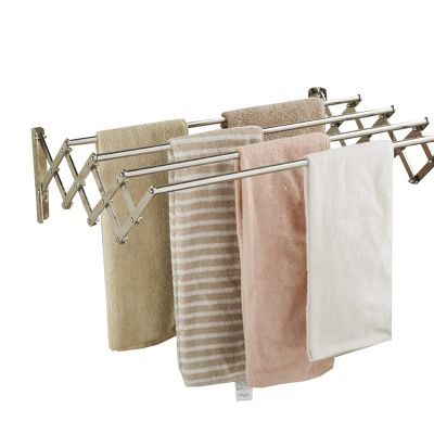Wall Mounted Drying Rack, Retractable Folding Rustproof Accordion Clothes Dryer, Easy to Install Design Towel Bar (OneColor 75cm)