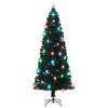 vidaXL 8ft Green Artificial Christmas Tree with Stand - Fiber Optic and LED Lights, 380 Branches, Snow-Covered Tips, Economical, Easy Assembly, Indoor & Outdoor view 1