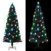 vidaXL 8ft Green Artificial Christmas Tree with Stand - Fiber Optic and LED Lights, 380 Branches, Snow-Covered Tips, Economical, Easy Assembly, Indoor & Outdoor view 2