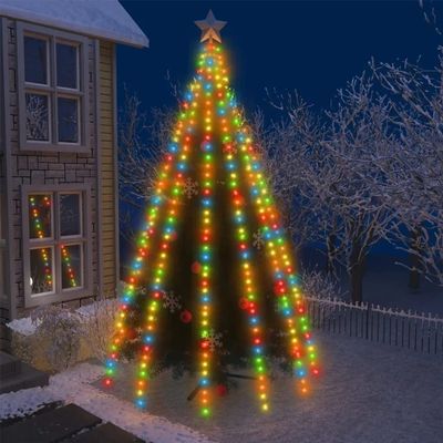 vidaXL LED Tree Lights with 500 Multicolor LEDs, 196.9" - Perfect for Indoor and Outdoor Christmas Decoration with 8 Variable Effects, Cable Length 32.8', Dark Green PVC, Assembly Required (USB Po...