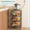 XYZLVSI Kitchen Storage Cart with Wheels, 4-Tier Metal Utility Rolling Cart Fruit Vegetable Storage Basket Pantry Rack with Wood Top & Pull Out Baskets for Kitchen, Livingroom, Diningroom, Office view 3