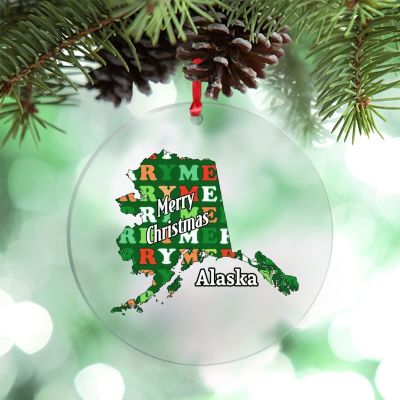 Alaska Large Christmas Ornaments Merry Christmas Personalized Christmas Ornaments 2022 USA Home State Ornament for Christmas Tree Decor Hanging Christmas Keepsake Novelty New Year Gifts