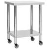 vidaXL Stainless Steel Kitchen Work Table with Storage - Mobile Prep Station, Easy to Clean, Perfect for Commercial Kitchens, Restaurants view 1