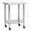 vidaXL Stainless Steel Kitchen Work Table with Storage - Mobile Prep Station, Easy to Clean, Perfect for Commercial Kitchens, Restaurants view 2