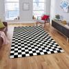 Seavish Checkered Rug, 5x8 Ft Black and White Rug, Retro Moroccan Checkerboard Rugs, Lightweight Outdoor Washable Area Rug, Rustic Floor Carpet Decor for Living Room Bedroom Dining Room Patio view 2