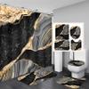 Nkzply 4 Pcs Black Marble Shower Curtain Gold Bathroom Sets with Shower Curtain and Rugs Modern Abstract Grey Shower Curtain Set Bathroom Rug Set Bathroom Decor Accessories with Hooks Toilet Lid Cover view 1
