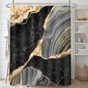 Nkzply 4 Pcs Black Marble Shower Curtain Gold Bathroom Sets with Shower Curtain and Rugs Modern Abstract Grey Shower Curtain Set Bathroom Rug Set Bathroom Decor Accessories with Hooks Toilet Lid Cover view 2