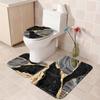 Nkzply 4 Pcs Black Marble Shower Curtain Gold Bathroom Sets with Shower Curtain and Rugs Modern Abstract Grey Shower Curtain Set Bathroom Rug Set Bathroom Decor Accessories with Hooks Toilet Lid Cover view 3