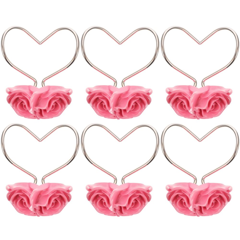 Rose Shower Curtain Hooks 12pcs Decorative Hangers Heavy Duty for Shower Curtain and Rings