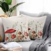 Retro Mushroom Waterproof Outdoor Throw Pillow Covers 20''x20'' Pack 2, Pillow Cases Throw Cushion Cover with Zipper Boho Butterflies Botanical Floral Wildflowers Green Leaves Pillowcase for Sofa view 2