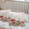 Retro Mushroom Waterproof Outdoor Throw Pillow Covers 20''x20'' Pack 2, Pillow Cases Throw Cushion Cover with Zipper Boho Butterflies Botanical Floral Wildflowers Green Leaves Pillowcase for Sofa view 4