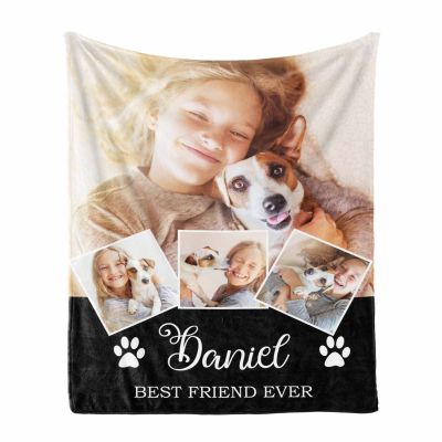 MyPupSocks Customized Photo/Name Collage Blanket - Upload Your Own Photo with Your Pet, Personalized Throw Blanket Gift for Pet Lovers - 60"x80", Made in USA