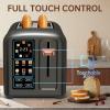 SEEDEEM Toaster 2 Slice, Touch Control Stainless Toaster LCD Display, 50% Faster Heating Speed, 1.4'' Wide Slots, More Timer Functions, Removable Crumb Tray, 1350W, Dark Metallic view 4