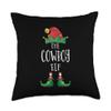 Cowboy Elf Shirt Family Matching Pajamas Group Christmas Elf Throw Pillow view 1
