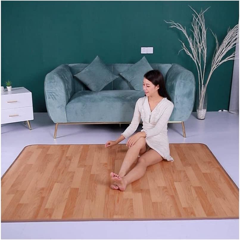 OLOTU Carbon Crystal Heated Area Rug Wood Stripe Heated Floor Mats with Timer & Thermostat Heated Carpet Electric Heated Floor