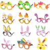 Hungdao 12 Pcs Felt Easter Glasses Easter Egg Glasses Frame Bulk Bunny Eyeglasses Plastic Photo Props for Kids Adult Easter Basket Stuffers Filler Easter Party Favors Decor Supplies view 1