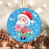 Bomehhjuli Merry Christmas Santa Christmas Porcelain Ornament Winter Decorative Round Keepsake 3.2 Inch with Gold String Hanging Ornaments for Winter Christmas Holiday Home Xmas Tree Decorations view 1