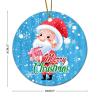 Bomehhjuli Merry Christmas Santa Christmas Porcelain Ornament Winter Decorative Round Keepsake 3.2 Inch with Gold String Hanging Ornaments for Winter Christmas Holiday Home Xmas Tree Decorations view 2