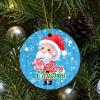 Bomehhjuli Merry Christmas Santa Christmas Porcelain Ornament Winter Decorative Round Keepsake 3.2 Inch with Gold String Hanging Ornaments for Winter Christmas Holiday Home Xmas Tree Decorations view 3