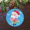 Bomehhjuli Merry Christmas Santa Christmas Porcelain Ornament Winter Decorative Round Keepsake 3.2 Inch with Gold String Hanging Ornaments for Winter Christmas Holiday Home Xmas Tree Decorations view 4