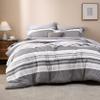 Bedsure Queen Comforter Set 7 Pieces, Frost Grey Striped Bedding Set for All Seasons, Reversible, Cationic Dyeing Bed in a Bag with Comforter, Sheets, Pillowcases & Shams view 2