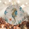 Bomehhjuli Hippocampus Christmas Ornament Ocean Life Ceramic Keepsake 3.2 Inch Two Side Printed Artistic Hanging for Home Room Decoration Christmas Winter Wonderland Holiday Housewarming Gift view 1