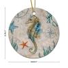 Bomehhjuli Hippocampus Christmas Ornament Ocean Life Ceramic Keepsake 3.2 Inch Two Side Printed Artistic Hanging for Home Room Decoration Christmas Winter Wonderland Holiday Housewarming Gift view 2