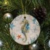 Bomehhjuli Hippocampus Christmas Ornament Ocean Life Ceramic Keepsake 3.2 Inch Two Side Printed Artistic Hanging for Home Room Decoration Christmas Winter Wonderland Holiday Housewarming Gift view 3
