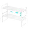 Redrubbit Expandable Cabinet Storage Shelf, Adjustable Height Steel Metal Kitchen Counter Organizers Shelves Spice Rack for Kitchen Pantry Bathroom Cupboard Desk Home Office, White-2 Pack view 1