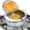 Deep Fryer Pot,Oxydrily Japanese Tempura Deep Fryer Stainless Steel Frying Pot With Thermometer view 1