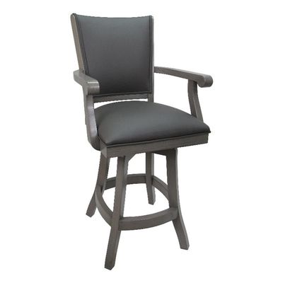 Tobias Designs Inc. Coco Swivel Extra Tall 34" Wood Bar Stool with Arms