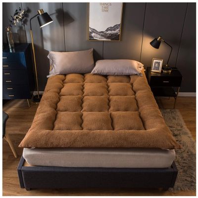 Mattress Japanese Futon Mattress for Adults Extra Thick Tatami Floor Mat Roll Up Folding Soft Portable Sleeping Pad Student Dormitory Camping Couch Bed Cushion,Brown,Calking
