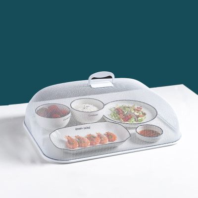 Table Food Lids, Metal Dessert Protective Lids with Handles, Multifunctional Food Cover Drain Basket Fruit Basket for Home Restaurant Canteen(Size:47 * 34.5cm,Color:B)
