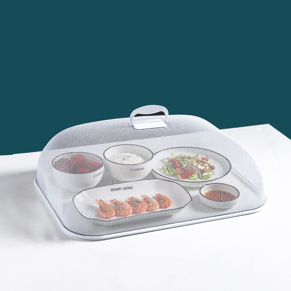 Table Food Lids, Metal Dessert Protective Lids with Handles, Multifunctional Food Cover Drain Basket Fruit Basket for Home Restaurant Canteen(Size:47 * 34.5cm,Color:B)