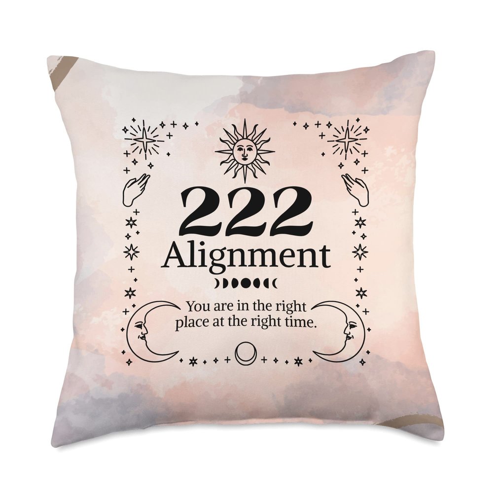 222 Alignment Numerology Lover Angel Numbers Lover Mystical Throw Pillow