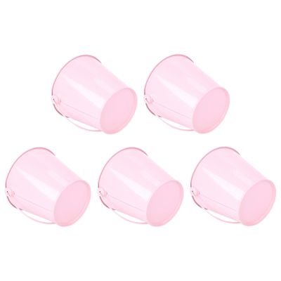Abaodam Pink Mini Tinplate Flower Bucket Set of 5 with Handle