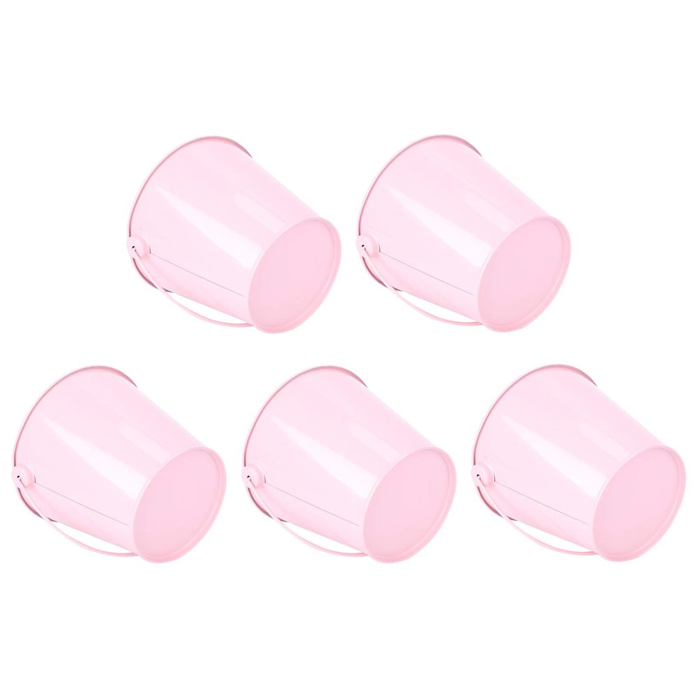Abaodam Pink Mini Tinplate Flower Bucket Set of 5 with Handle