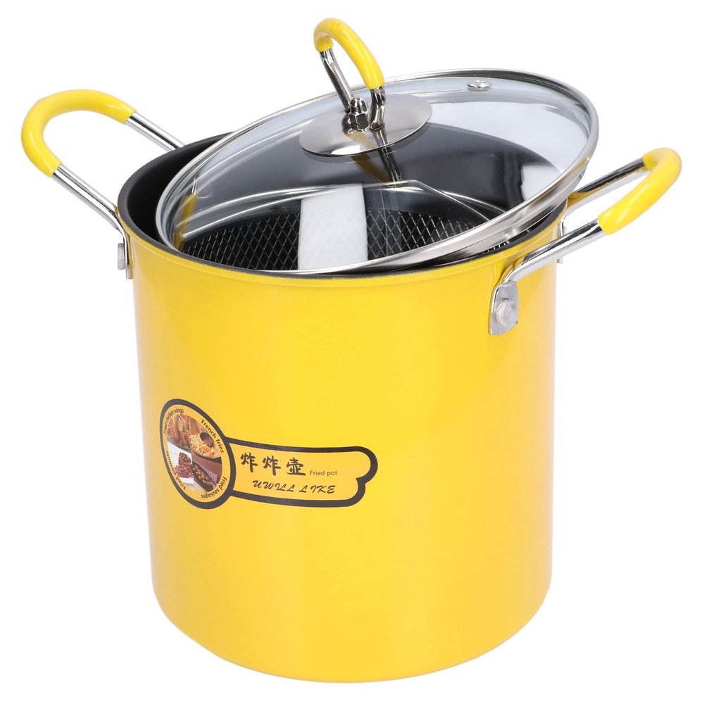 3L Deep Fryer Pot, Stainless Steel Japanese Frying Pot with Oil Filter Fil & Lid for Home Kitchen, Mini Deep Frying Pan with Nonslip Handle for Most Stove, Heat Insulation