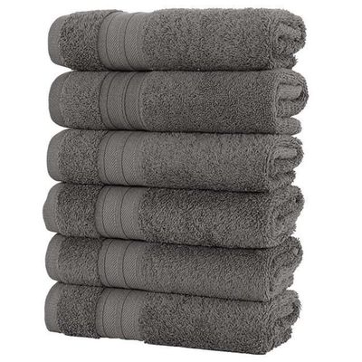 6 PCS Pure Cotton Face Towel Super Absorbent Large Face/Bath Towel Thick Soft Bathroom Towels Bathroom Household Beach Towels Grey SPAIN