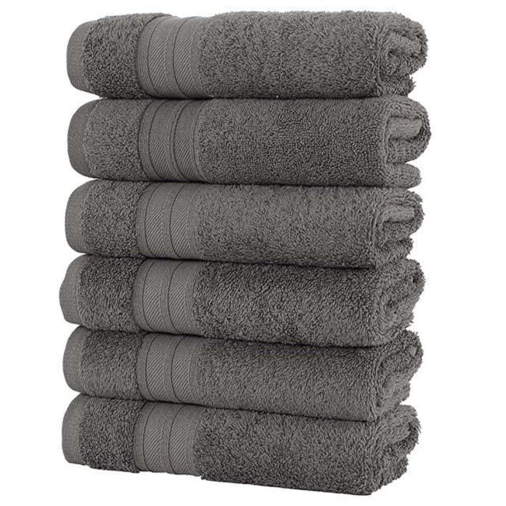 6 PCS Pure Cotton Face Towel Super Absorbent Large Face/Bath Towel Thick Soft Bathroom Towels Bathroom Household Beach Towels Grey Poland
