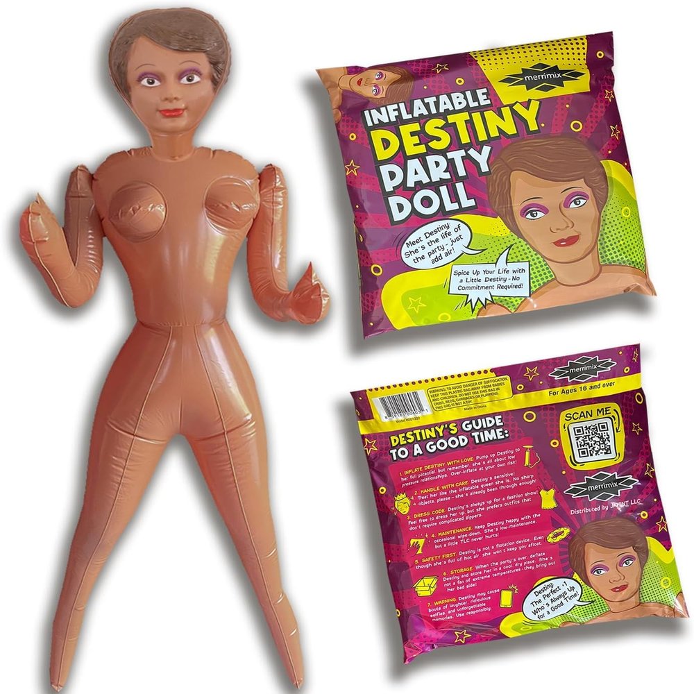 merrimix | 59" Inflatable Blow Up Doll Gag Gifts for Men Women Bachelor Bachelorette Party Favors and Decorations | Funny Surprise Gift for Adults (Destiny)