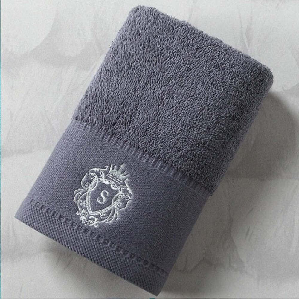 100% Pakistan Cotton Satin Face Towel Adults Baby Hand Embroidered Luxury Crown Hand Face Bathroom Towel Set Beach Towel Sky Gray 78x35cm 150g 1 PC