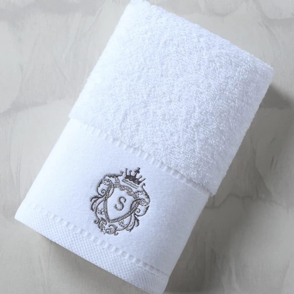 100% Pakistan Cotton Satin Face Towel Adults Baby Hand Embroidered Luxury Crown Hand Face Bathroom Towel Set Beach Towel Hotel White 150x80cm 800g 1PC
