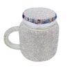Bling Water Bottle Rhinestone,Bling Cups with Rhinestones Ceramic Travel Mug Coffee Mug 400 ML with Lid, Bling Gifts for Women Christmas Birthday Gift Office Outdoor Home,Silver view 1