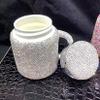 Bling Water Bottle Rhinestone,Bling Cups with Rhinestones Ceramic Travel Mug Coffee Mug 400 ML with Lid, Bling Gifts for Women Christmas Birthday Gift Office Outdoor Home,Silver view 4