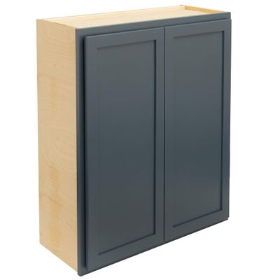 Quicklock RTA (Ready-to-Assemble) 30" Tall Wall Kitchen Cabinets - Shaker Style | 100% Hardwood | Made in America | Soft Close Hardware (Needlepoint Navy, 12''D x 36''W x 30''H)