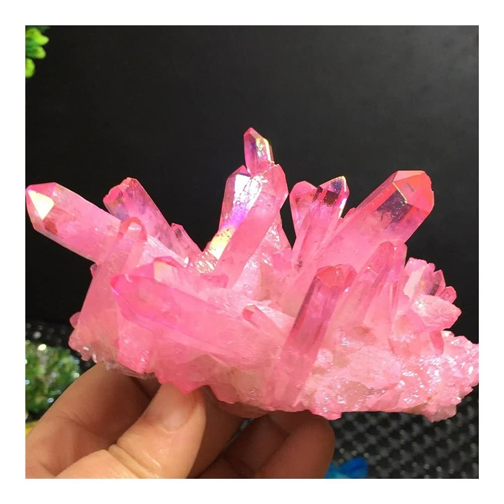 WGPHD Health & Household Rose Flame Aqua Aura Quartz Crystal vug Rainbow Titanium Bismuth Silicon Cluster